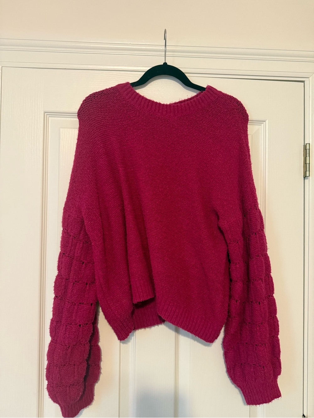 Women's Fuchsia Knit Sweater - Classic Crewneck